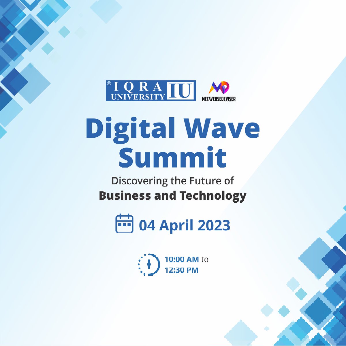 MvDeviser's tweet photo. Join us for The Digital Wave Summit - a premier tech event presented by Metaverse Deviser and Iqra University Islamabad. IT leaders and CEOs from the tech industry will gather for a day of learning and brainstorming.
Hashtags:
#DigitalWaveSummit #IUIC #MetaverseDeviser #Web3 https://t.co/wblDeebWZu