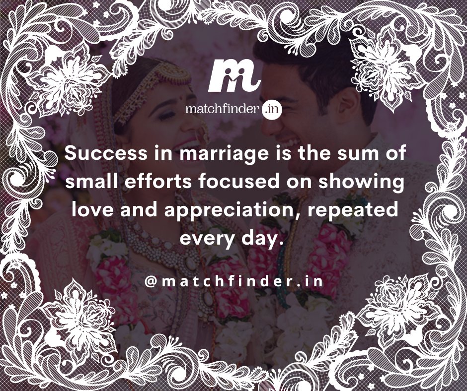 matchfinderin's tweet photo. Success in marriage is the sum of small efforts focused on showing love and appreciation, repeated everyday.
Find your marriage partner on https://t.co/dPvv7uCYcQ
https://t.co/vEfxDxonw4
#matchfinder #matrimonyapp #matrimonialsite #success #marriage #love #couples #life https://t.co/iPWtyf752K