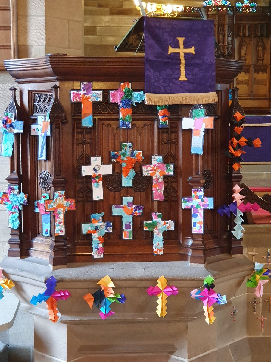 broughtonparish's tweet photo. @broughtonschool have designed some amazing crosses in preparation for Easter and they are now up in church. Join us tomorrow at our Palm Sunday services (2nd April) at 8.00am BCP Eucharist; 11.00am Eucharist or 6.30pm Evensong. https://t.co/UbA64JrkQt