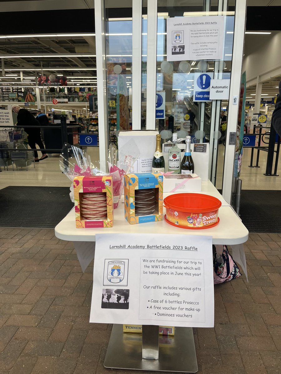 Our battlefields fundraiser raffle is well underway at <a href="/Tesco/">Tesco</a> Alloa. 

Special thanks to local businesses who have donated in support of our young people, including <a href="/Dominos_UK/">Domino's Pizza UK</a> Alloa, James Aitken butchers, Morgan’s hairdressers and Rebecca Claire make up artist!!