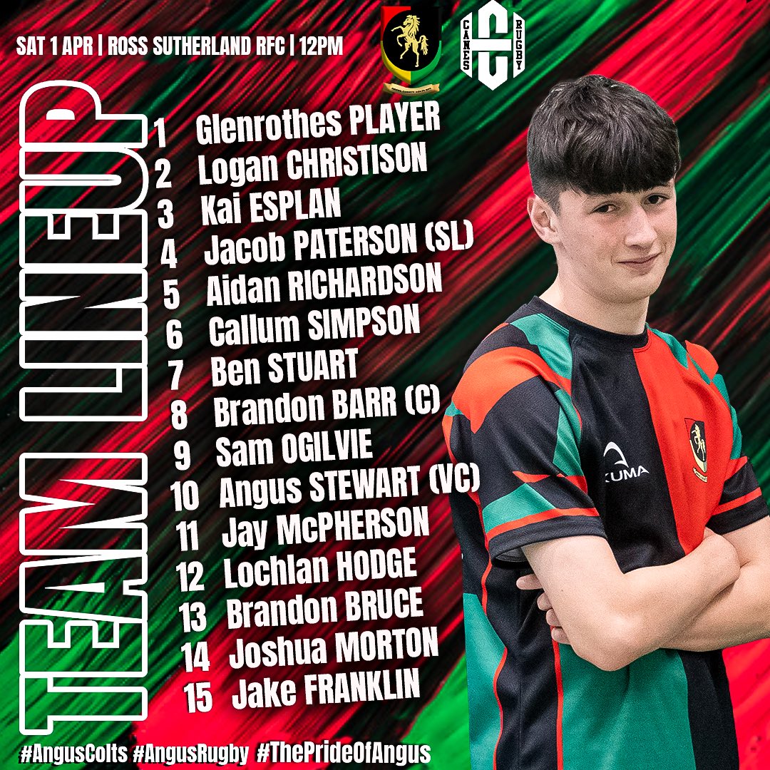 AngusColts's tweet photo. Good luck to the Angus Colts making the trip to Ross Sutherland Rugby Club today to take on the Holy Cross Canes team today! 🇨🇦

🆚 Holy Cross Canes
🏆 Friendly
📆 Saturday 1st April
✈️ Ross Sutherland RFC
⏰ 12pm

#AngusColts #AngusRugby #ThePrideOfAngus #AngusVsHolyCross https://t.co/TsgUjOhQnL