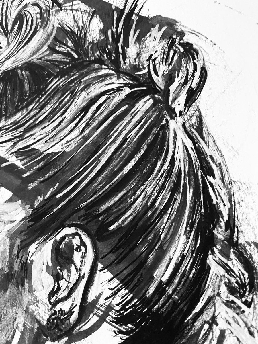 A very different style for me but I had fun creating it. It started out with a few random ink marks on the page and then I went from there.

I’ve finally got back into spending more time drawing again, and it’s felt so good. This piece was inspired by a photo of <a href="/Florence_Pugh/">Florence Pugh</a>