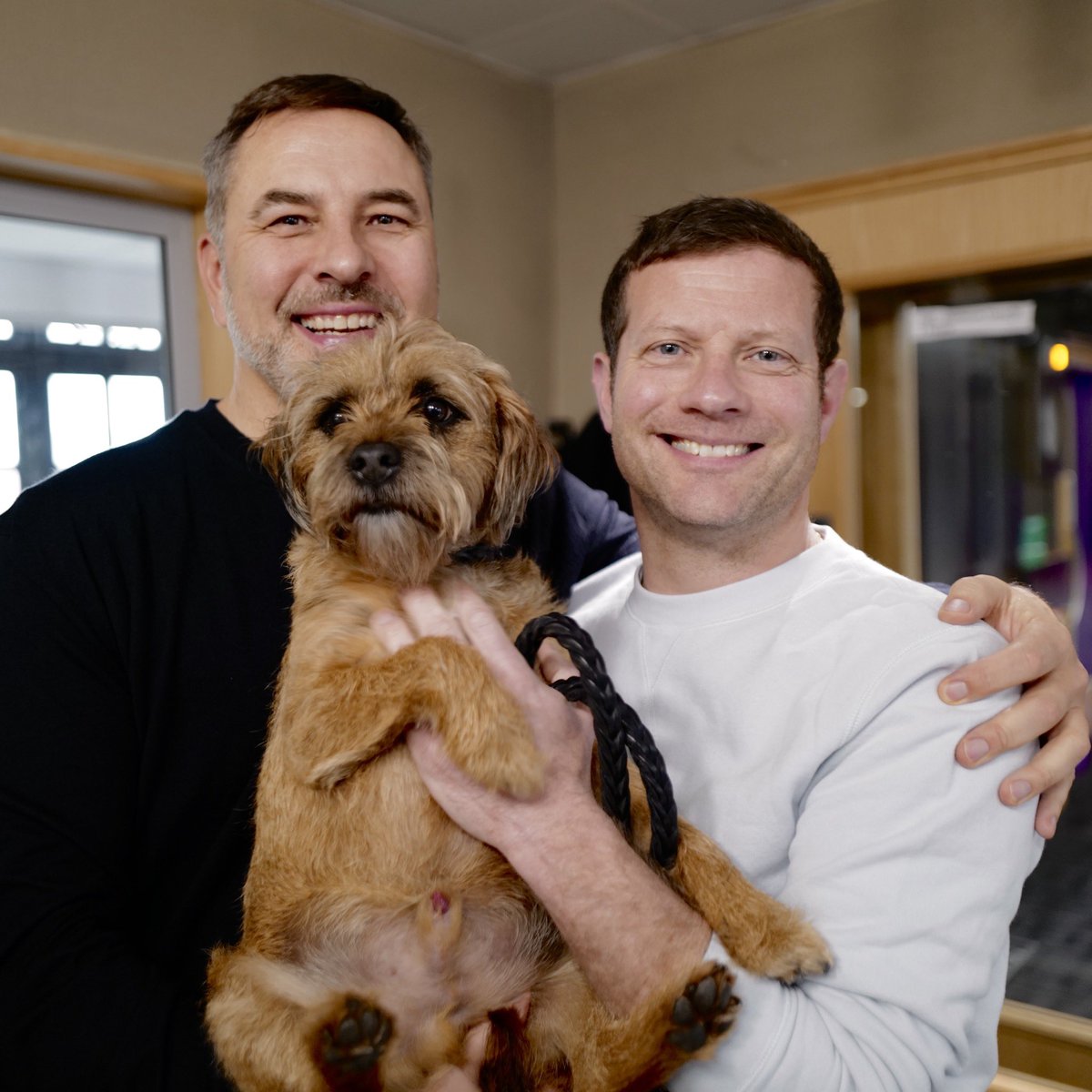 davidwalliams's tweet photo. David &amp; Ernie were on the @radioleary show this morning  on @BBCRadio2 talking about the new book ROBODOG. https://t.co/Fo2myhOL37