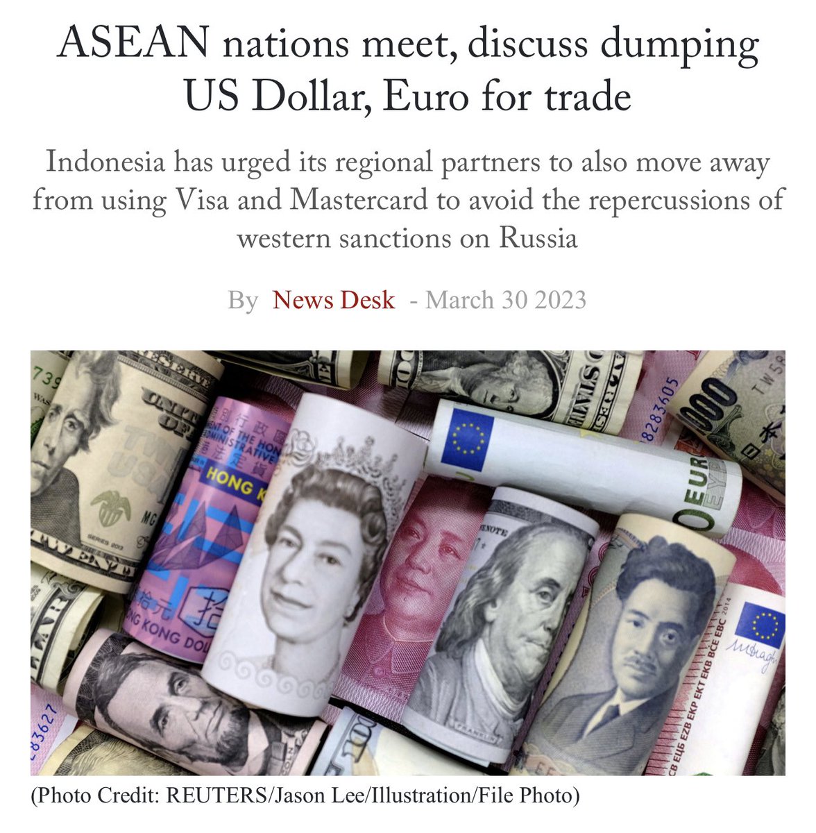 balajis's tweet photo. The dollar isn’t just a currency.
It’s a network.
And it’s controlled by the Fed.
That’s why 10 Asian countries just met.
They want digital sovereignty.
So they are de-dollarizing.
Using local currencies for trade.
To increase economic independence.
https://t.co/EBe6UHlSPi https://t.co/4U050Rcoai