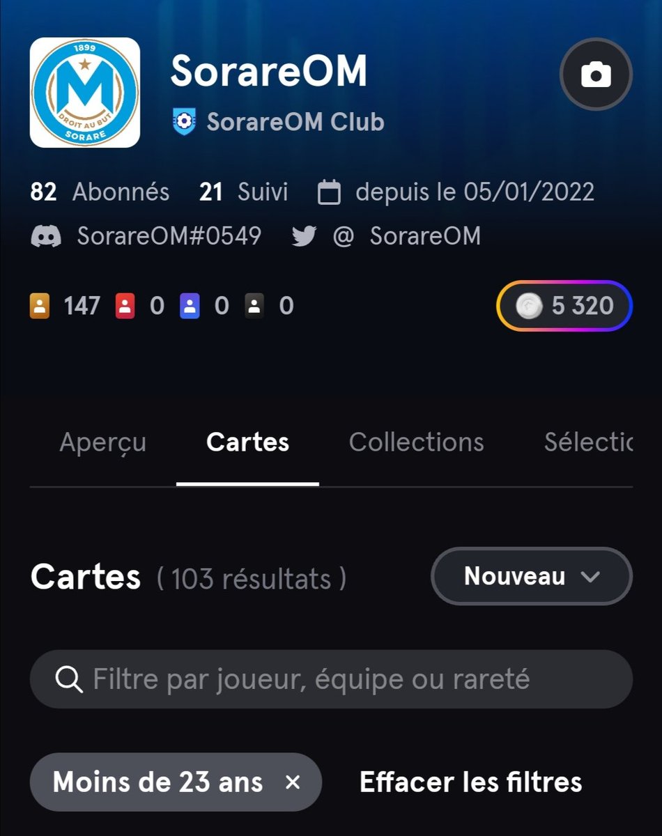 SorareOM's tweet photo. 🚨 Giveway U23 🚨

Trop de cartes U23 dont je ne me sert pas.. Du coup Giveway !

La moitié de mes U23 seront distribuées ce soir !!! 

1️⃣ Follow @SorareOM
2️⃣ ❤️ Ce tweet 
3️⃣ 🔄 Ce tweet
4️⃣ Commente "allez @OM_Officiel🔵⚪" 

@Sorare #Giveaway https://t.co/dkZ6oimuyl