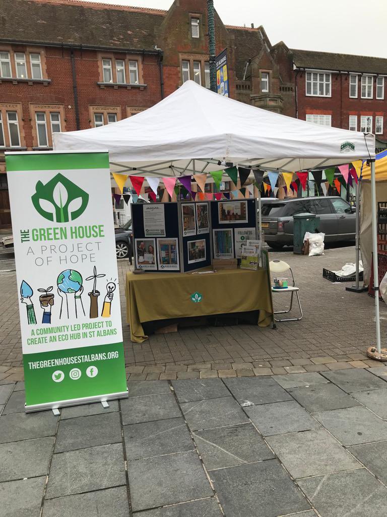 Good morning. 👋🏼
We are popping up in St Peter’s Street today until 4.30 so come along and have a chat with us. 🌎💚🌎
Similar spot to last time, near Five Guys. 
Check out our new tablecloth. 🎉

#stalbans #stalbansmarket #thegreenhousestalbans #ecohub #comeandjoinus #community