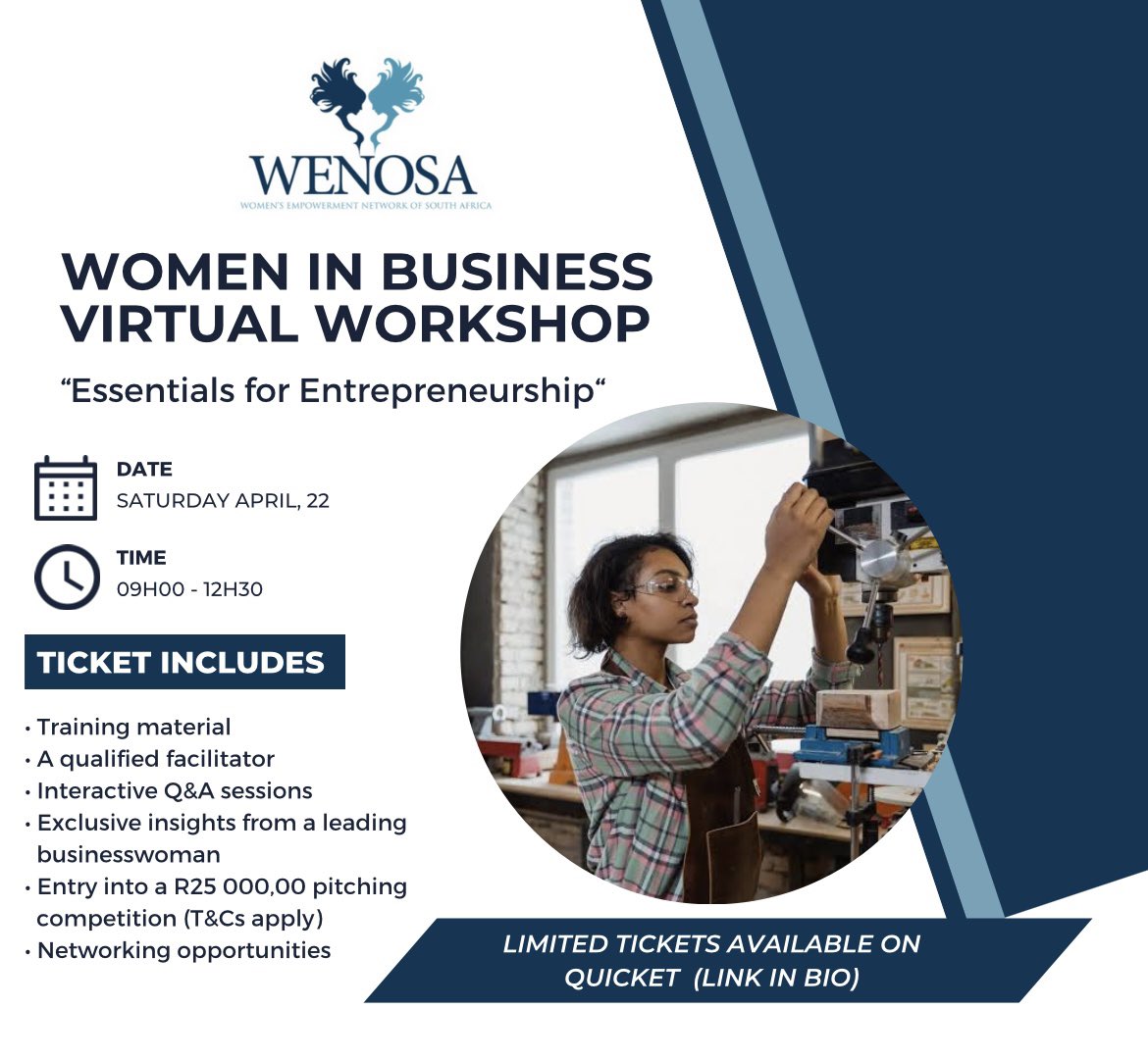 _WENOSA's tweet photo. Delve into the mindset needed to become a successful entrepreneur, develop a bankable Business Model Canvas, learn how to grow your SME through improved business operations + the effective use of digital tools, &amp; build a compelling pitch deck.

Tickets 👉🏾 https://t.co/cvvyDXuw11 https://t.co/dKTr62YY5N