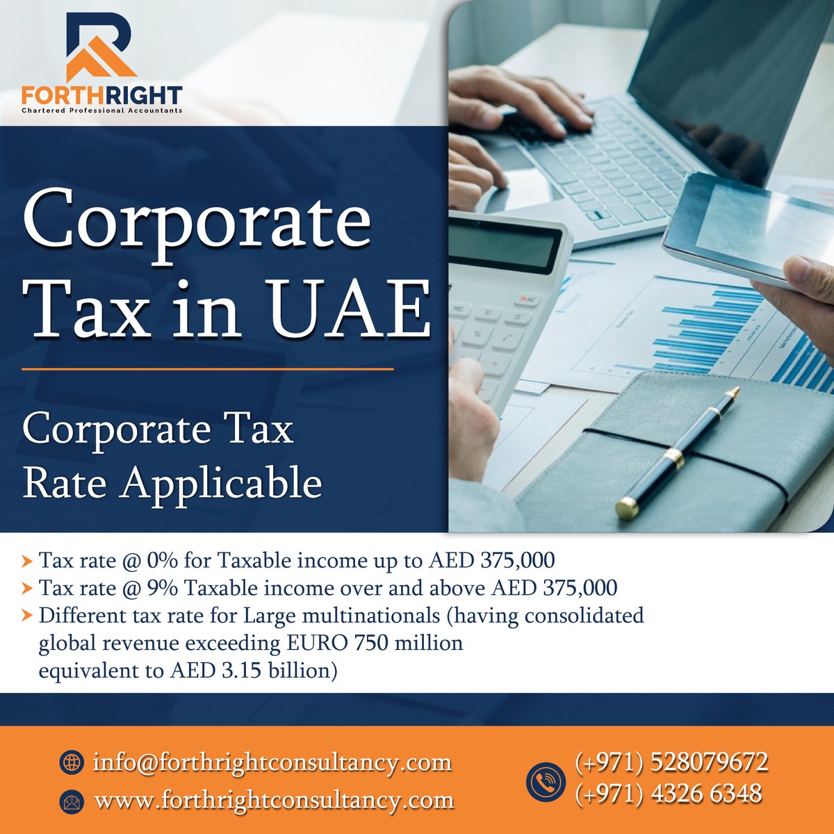 📞Call us now (+971) 43266348, (+971 52 807 9672
.
.
#forthright #forthrightcompany #forthrightconsultancy #forthrightconsultancyinuae #uaecorporate #corporate #corporatetax #corporatetaxuae #forthrightax #forthrightadvice #finance #uae #taxrateupdates #taxrates