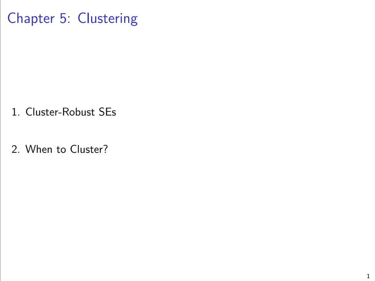 Next up, in Chapters 4-5, an overview of recent findings on 'negative weights' in regression and a brief interlude on clustered standard errors dropbox.com/s/2po53rfdc7lu… dropbox.com/s/t2fez008rk84…