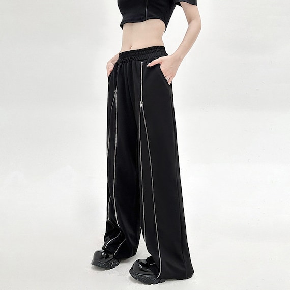 Women's black long pants, wide leg pants etsy.me/40Q5lwx #officepants #womenstrousers #gothic #widelegpants #minimalistpants @etsymktgtool