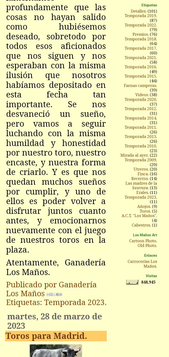ManoloMoles's tweet photo. A la ganadería de los Maños los veterinarios de Madrid los ha dejado en la calle. No me gusta. Esos toros no son ni gordos ni grandes pero si toros serios, encastados y algo clave: El trapío no es el peso. La bravura, la emoción, la movilidad,etc... es lo que quiere el aficionado https://t.co/Tr5PrrGa8a