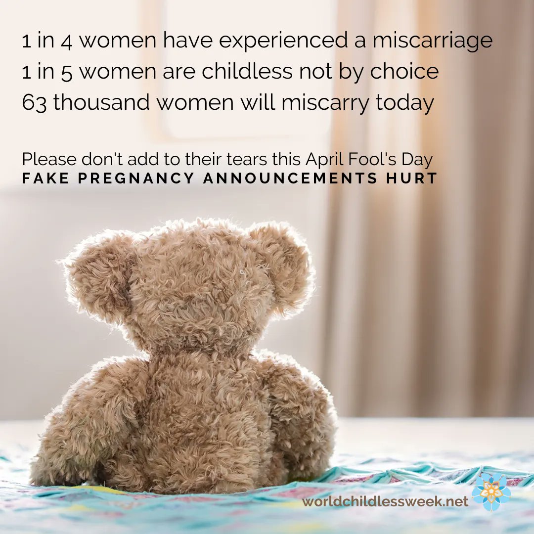 ChildlessWeek's tweet photo. #AprilFools #AprilFoolsDay #miscarriage #miscarry #childloss #grief #childless #infertility https://t.co/dzJdKWWy03