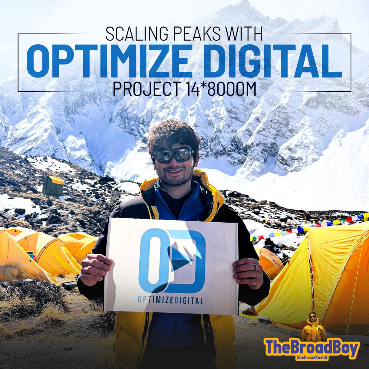 optimizedigitpk's tweet photo. Great news from the mountains! π
@Shehrozekashif2 has reached the #Annapurna base camp, taking one step closer to reaching the summit. π
As Shehroze hoists the #OptimizeDigital flag in this stunning photo, we're reminded of our commitment to excellence and determination π€© https://t.co/jSvHzB7SHb