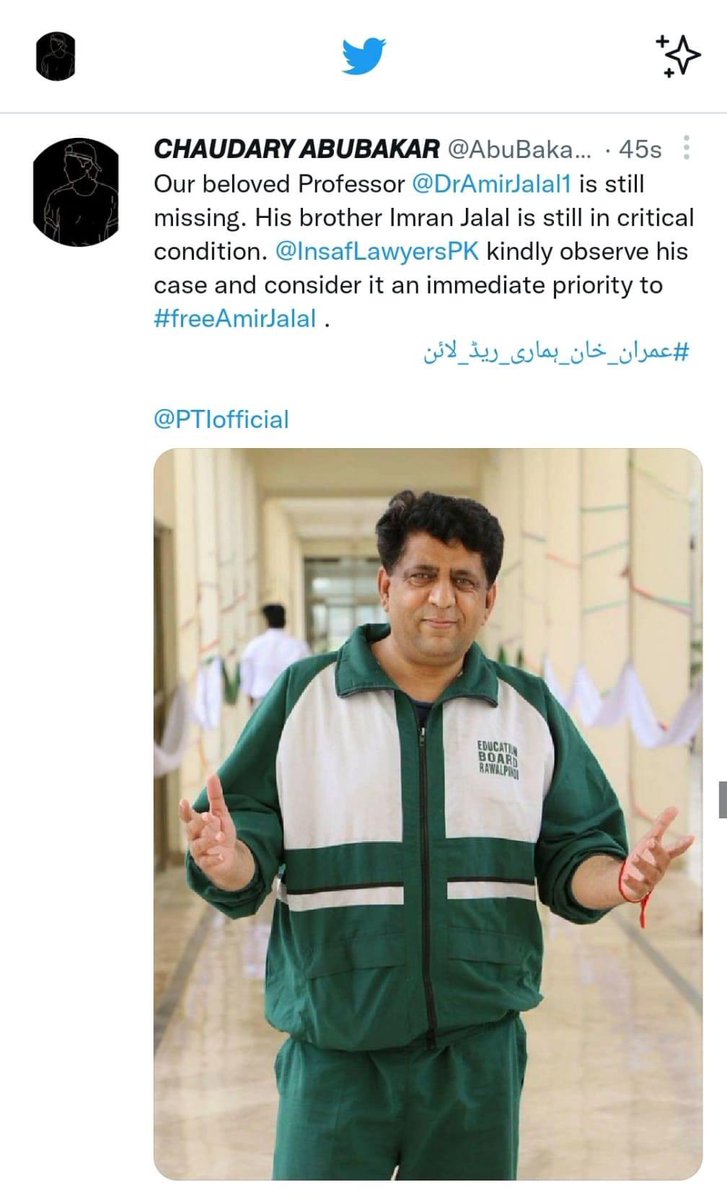socrates2911's tweet photo. @PTIofficial he is PTI ideological worker for 2 decades. He is missing from past 15 days. #justicefordramirjalal https://t.co/daBvfZBnPy