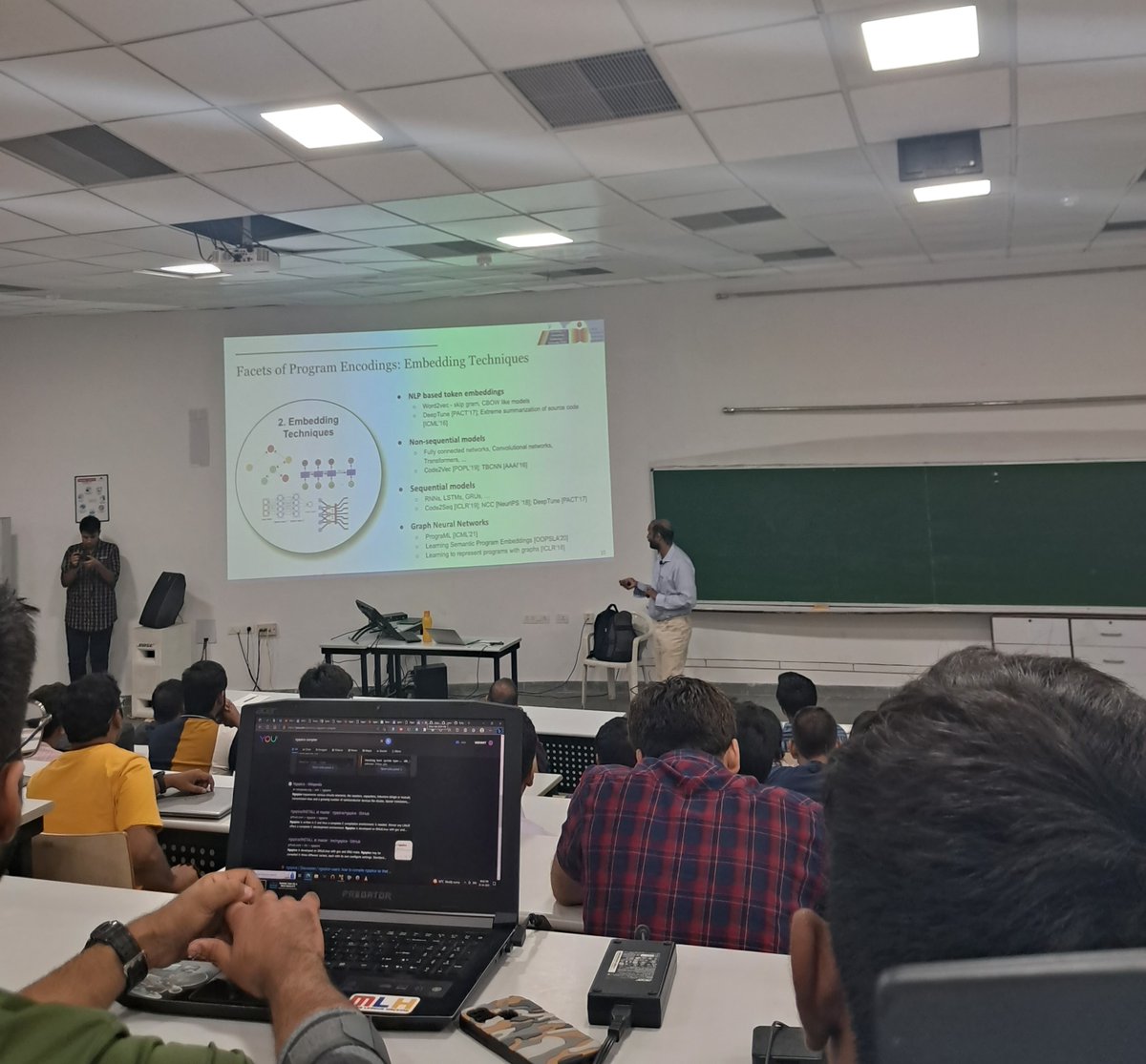 aadesh_gi's tweet photo. Prof. U. Ramakrishna from @IITHyderabad spoke about ML-driven compiler optimizations with IR2Vec at a talk arranged by LLVM(@llvmorg ) Hyderabad at @iiit_hyderabad. https://t.co/rOadZm9DgF
