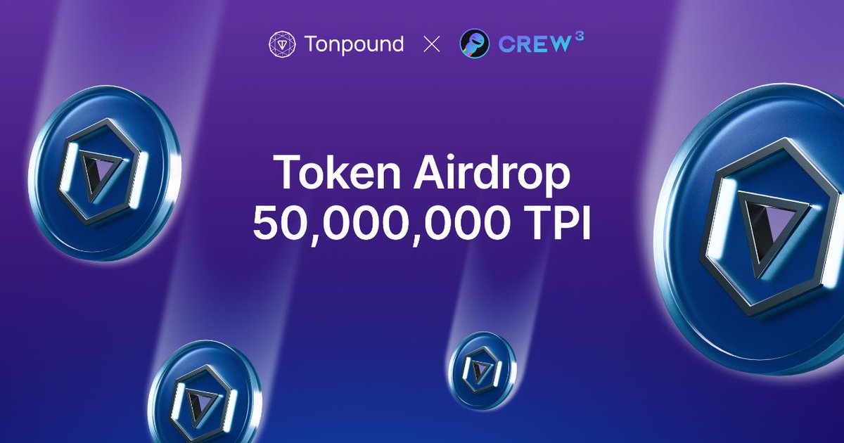 airdropblogs's tweet photo. 💥#Airdrop: Tonpound (TPI)

🏆Prize Pool: 50,000,000 TPI

💰Rewards
- 9,600 TPI
- invite to get more points 

🔗Airdrop Link: https://t.co/bXYQCoOHY4

Website: https://t.co/vUrEx2KLCr https://t.co/XnvTlYvvEt