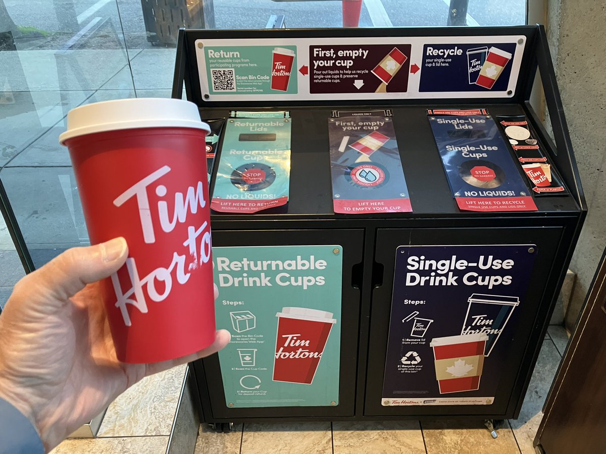 #Reusables - visiting wonderful <a href="/MetroVancouver/">Metro Vancouver</a> enjoyed a morning donut &amp; coffee <a href="/TimHortons/">Tim Hortons</a> in my Reusable cup. 
Thanks to sharewares.ca 
#ReuseWins