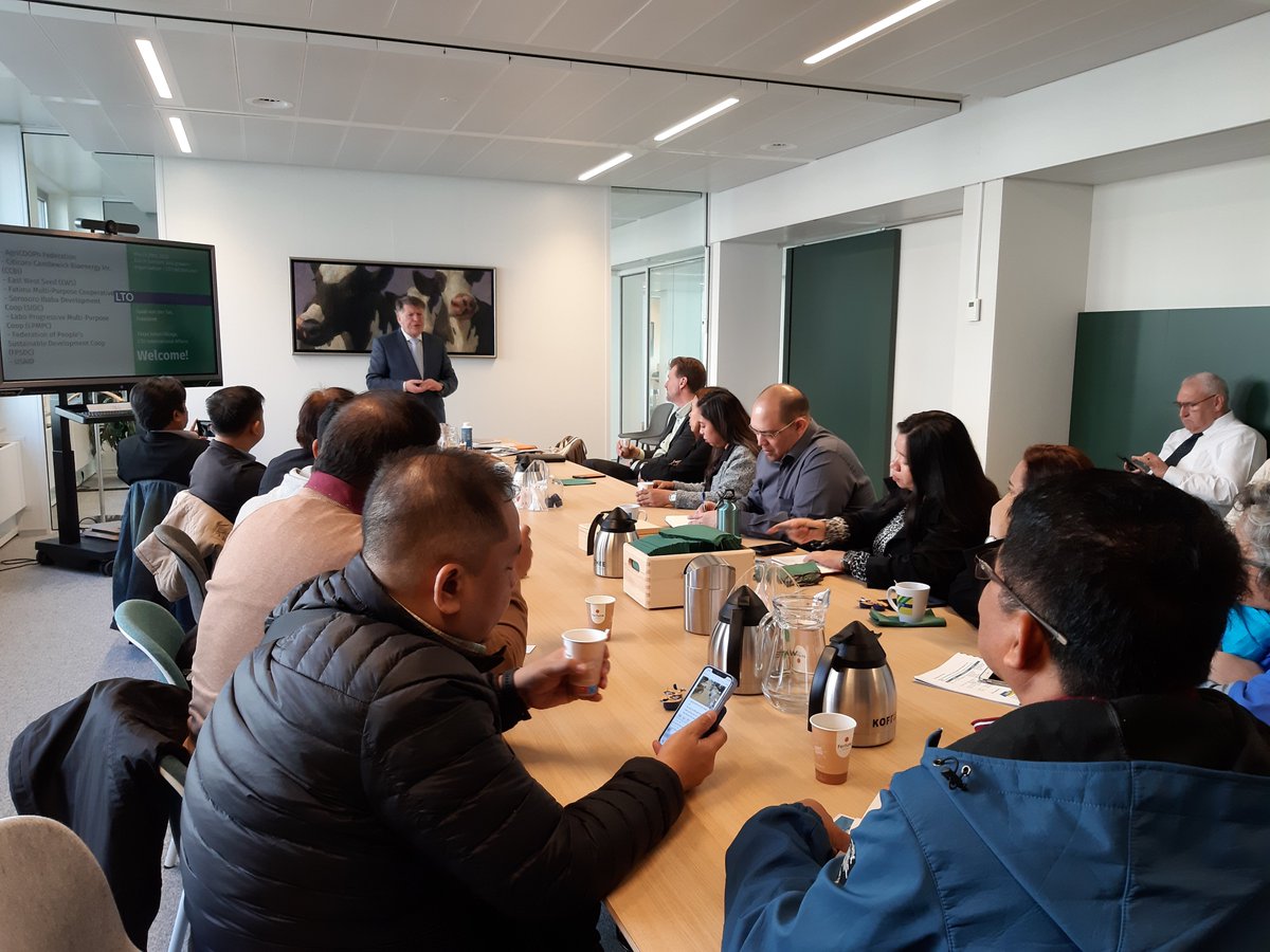 . <a href="/LTONederland/">LTO Nederland</a> President <a href="/SjaakVanDerTak/">Sjaak van der Tak</a> welcomes a #farmers co-operatives delegation from the #Philippines. We had an excellent exchange about what drives farmers - advocacy and markets, both are needed. <a href="/AgriterraPh/">Agriterra Philippines</a> <a href="/Agriterra/">Agriterra</a> <a href="/KJOsinga/">Klaas Johan Osinga</a> <a href="/IngridKoedijk/">Ingrid Koedijk</a> <a href="/junvirola/">Jun Virola</a> <a href="/minbuza/">Ministerie van BZ</a>