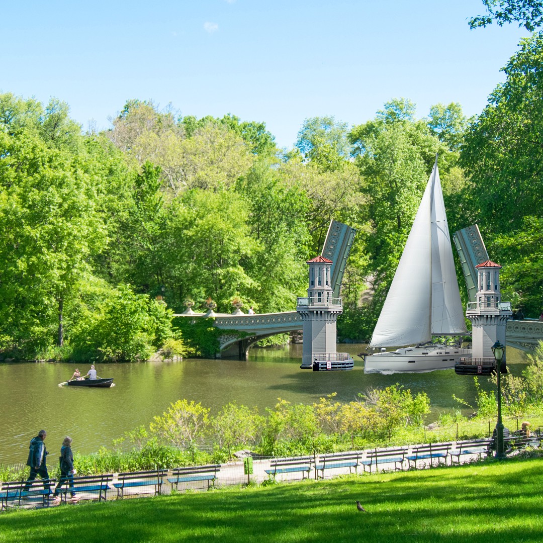 CentralParkNYC's tweet photo. Ahoy there! ⚓ We’re excited to announce that Bow Bridge, an iconic architectural feature and masterpiece of Victorian-era design, has been converted into a drawbridge. Sail along the Lake and take in the beauty and wonder of Central Park’s Ramble from all kinds of watercraft. https://t.co/QxA3zMM30k