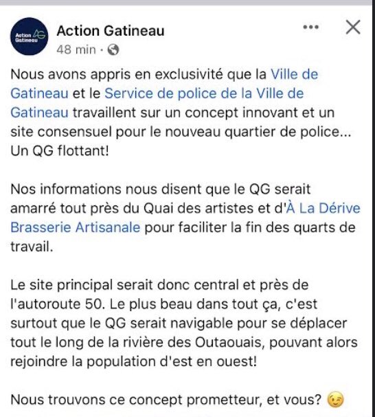En ce 1er avril 🐟 j’aime beaucoup l’humour de @actiongatineau sur Facebook 😊