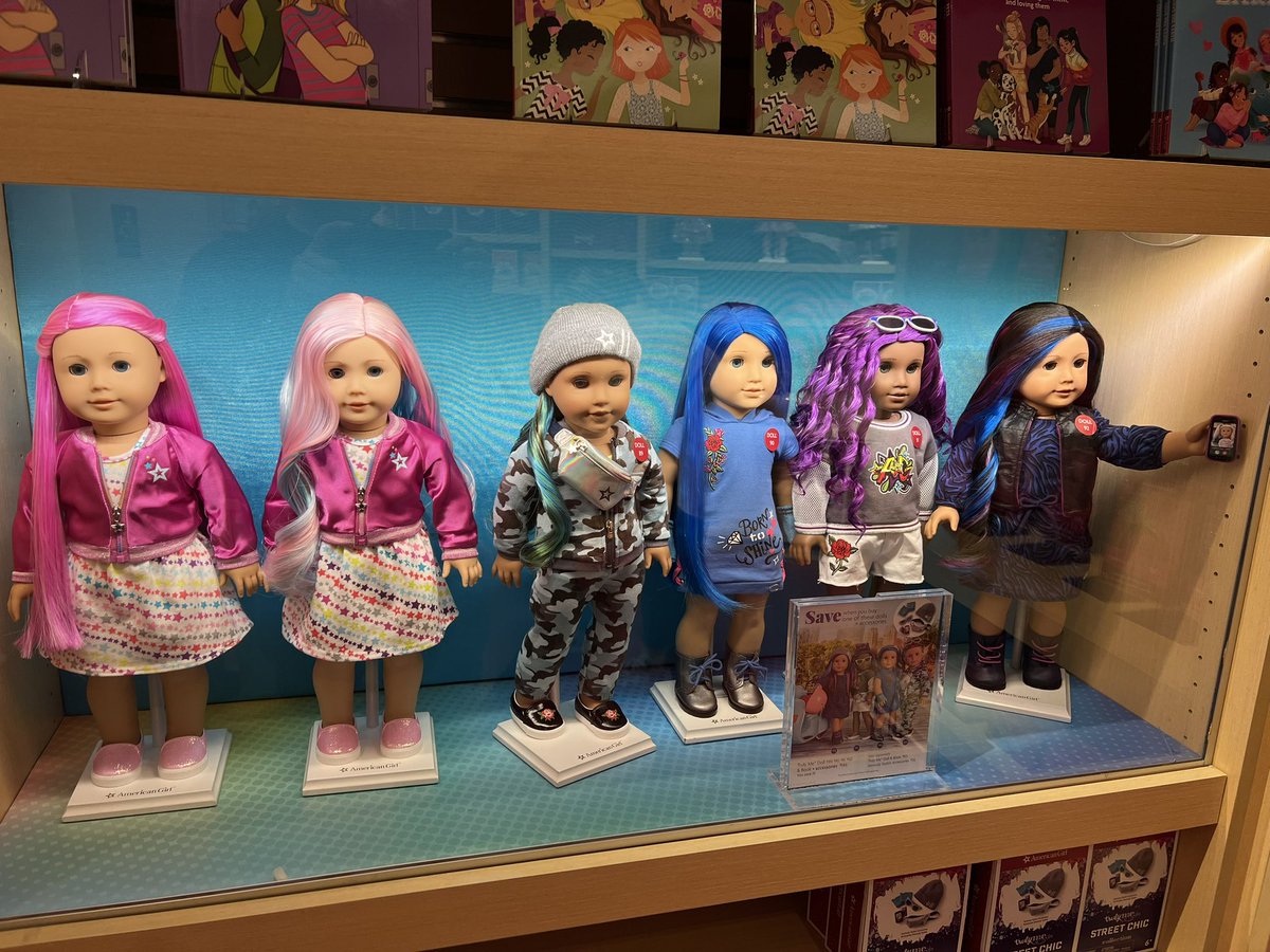 Took my daughter to pick out her first American Girl Doll. Interesting choices.
