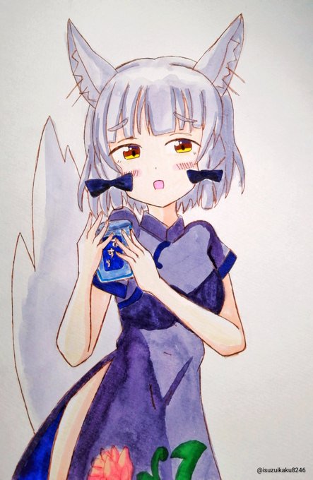 #まちカドまぞく #イラスト 🦊🍶お酒入ったリコくん🍶🦊 