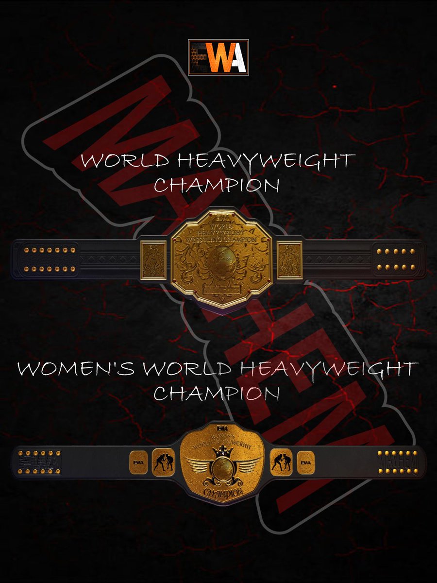 The Men &amp; Women's Heavyweight Titles are all ready! Who will be the 1st to have them around the waists. #mayhem