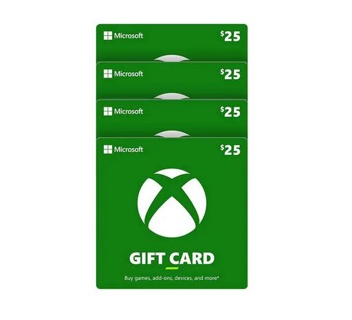 Xbox Four $25 Gift Cards Digital Download