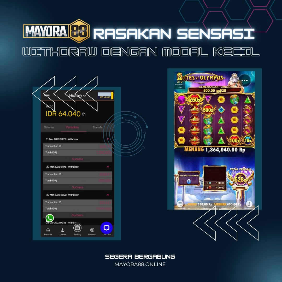 mayoraa88's tweet photo. MODAL SCATTER 40K TEMBUS WD 1JUTA RUPIAH, HANYA DI MAYORA88 SITUS NYA
https://t.co/Zg8RUSLJ1N
#situsgacor #mayora88 #bonusharian #sweetbonanza #bonusdeposit #FREEBETSITUSWD #rtpslotgacorhariini #FREEBETNEWMEMBER #zeusgacor #situsterpercaya #slotgacorhariini https://t.co/O3gBkzGcBa