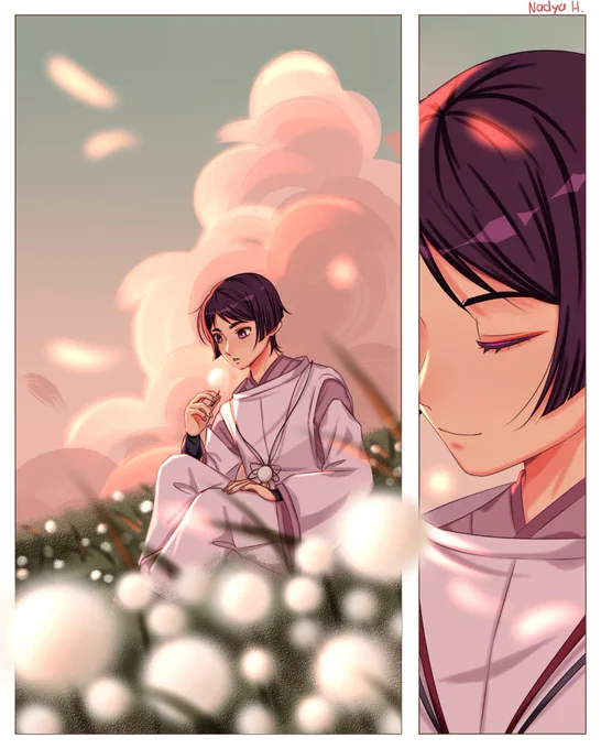 I have no Scarameow to offer. Please enjoy this Kabukimono frolicking in a field of flowers instead #genshinimpact 