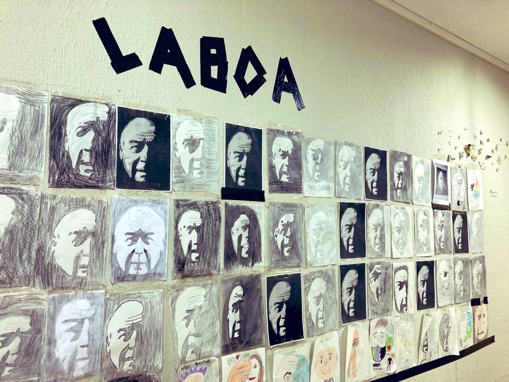 ibon_iza's tweet photo. Gure ikasleek Mikel Laboa nor den ondo baino hobeto dakite. Gainera, Hidenao Dohinori esker "Txoria txori" japonieraz kantatzen ere ikasi genuen. #Laboa #txoriatxori #kultura #euskara #zuringoa #gorringoa #hezkuntzaeuskaraz 💜💜 https://t.co/juXrgFQv1J