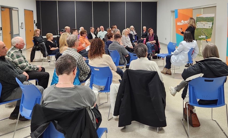 MaritStiles's tweet photo. Once it’s gone, it’s gone forever - which is why we must act now to protect our #Greenbelt!

We had a great turnout and even better conversations at last night’s town hall in #Beamsville about how we can stop Ford’s Greenbelt Grab. 

#HandsOffTheGreenbelt #NiagaraRegion #onpoli https://t.co/yE8186FOQ6