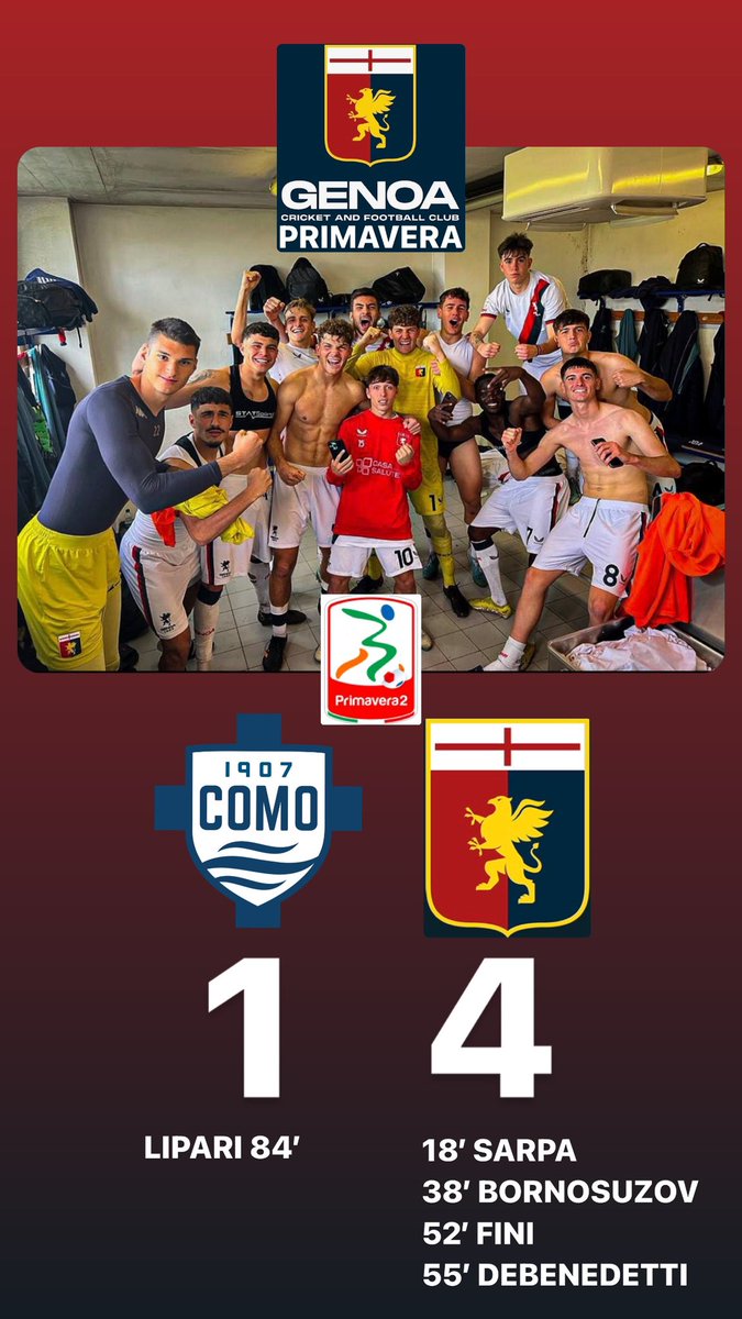 Primavera 2: Como-Genoa 1-4
💪🏼❤️💙
#PRIMAVERA2 #GRIFONCINI #Genoa