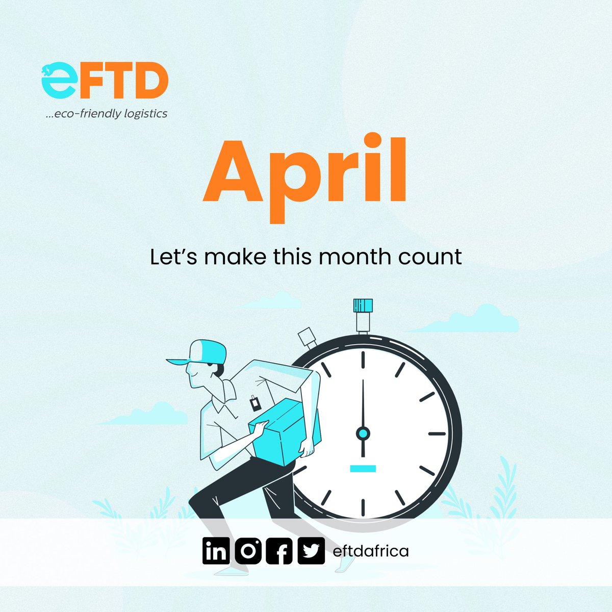 eFTDAfrica's tweet image. New month, new opportunities to deliver happiness! 🚚🎉 

Let&apos;s make April our best month yet! 

#LogisticsGoals #HappyNewMonth