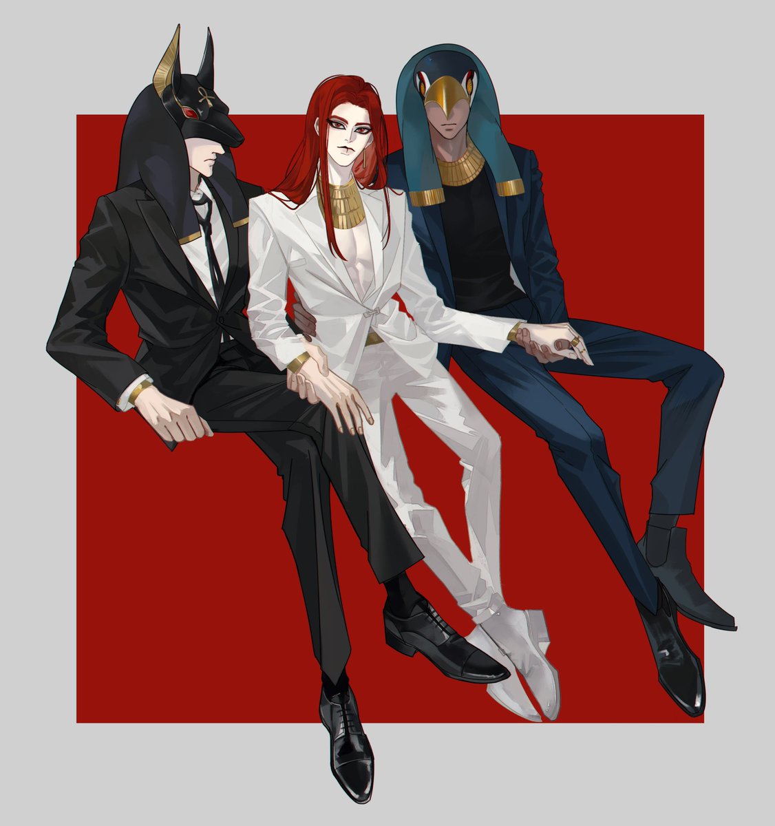 Sherry_lawliet's tweet photo. #Ennead 

Anubis&amp;Set&amp; Horus
我喜欢他们带着神冠的样子🥺 https://t.co/6bRkij4eEl