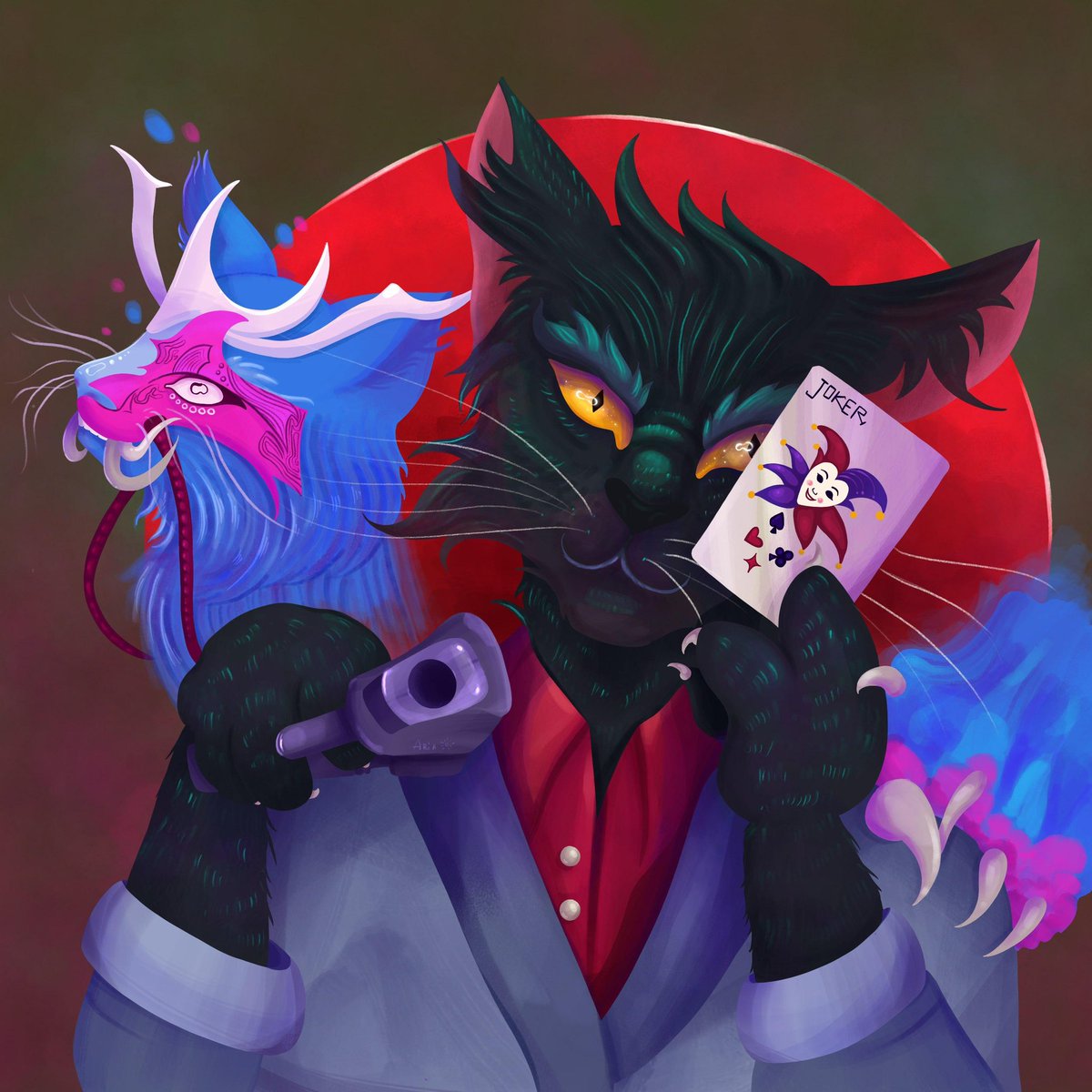Hello friends 😎
Today TSD Auction Lineup-April 1st,7PM UTC
The last Yakuza cat will be looking for his home at the TSD auction today. 
His name is Tsubasa and he's a card player. 😈👹
<a href="/TrippySteve22/">TrippySteve22</a> <a href="/moon_masters/">aaron puig</a>
