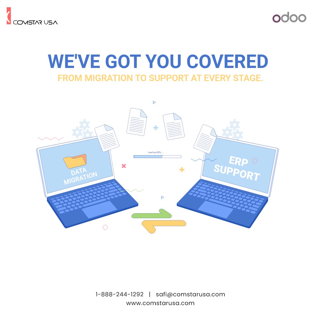 comstar_usa's tweet image. Looking for a reliable and efficient way to manage your business? Let us help you implement Odoo&apos;s 
ERP system.

#odoomigration #odoodatabase #odooserver #odooerpsystem #odoospecialists #odoopartners

1-888-244-1292
safi@comstarusa.com