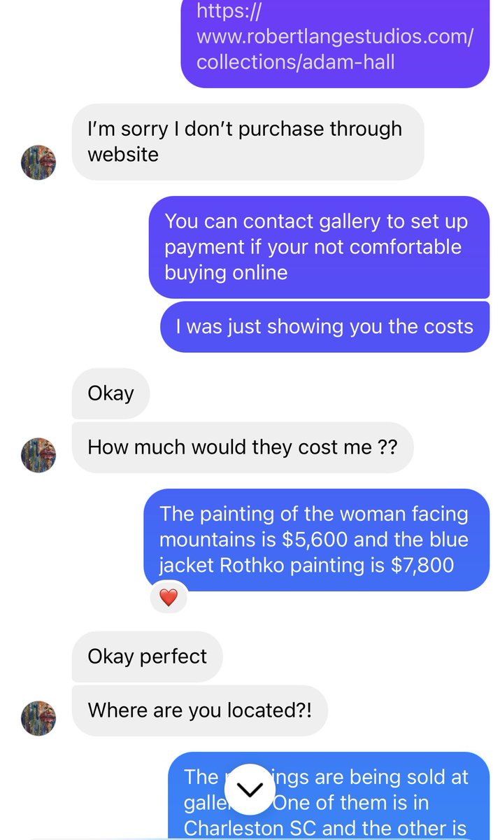 AdamThomasHall's tweet photo. Just over here having fun w an instagram scammer who was trying to purchase my artwork via Zelle. I get about 3 of these a month. 🤦🏻 He had to google who @elonmusk was 😂 Here are some screenshots of our thread. #ScamAlert #zellescam #artistscam #AprilFoolsDay https://t.co/jRoa8CqmAI