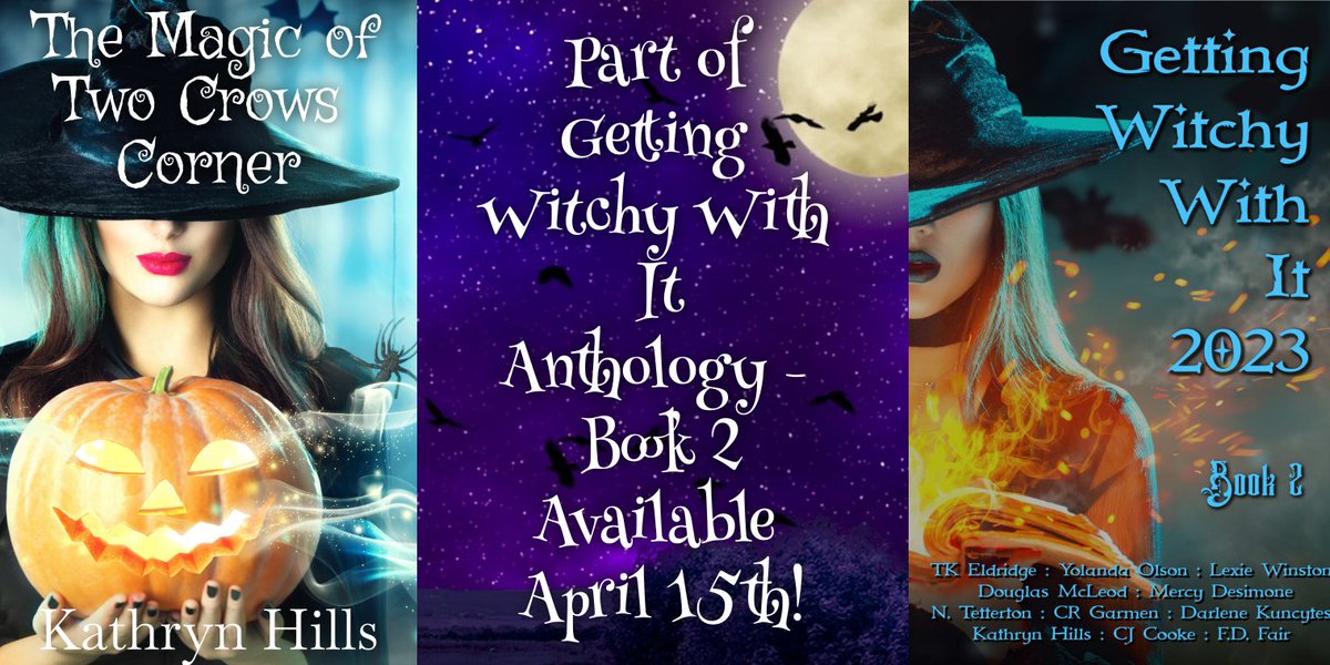 AuthorKathrynH's tweet photo. HALLOWEEN LOVERS...COMING SOON! 🖤🎃✨
Something Witchy this way comes... BOOK #2 of the GETTING WITCHY WITH IT ANTHOLOGY, releasing April 15th! #gettingwitchywithit #shortstories #anthology #romancegems #paranormalromance  #PNR #charity #fundraiser https://t.co/ylc8KeA2oW https://t.co/xtBGVy4SmR