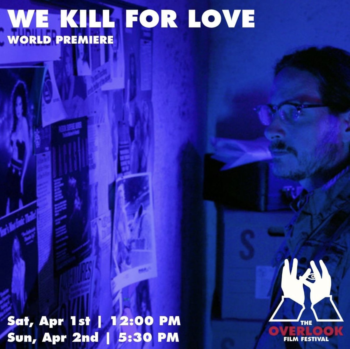 The world premiere of WE KILL FOR LOVE is almost underway at @overlookfilmfest! Who’s ready to take a deep dive into the sultry, shadowy world of direct-to-video erotic thrillers? #OverlookFest