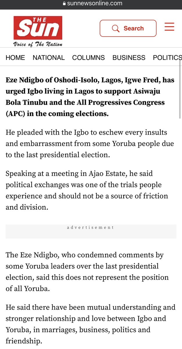 MikaelCBernard's tweet photo. This is disgusting. After doing some further research, I discovered the following:

1. There is no Eze Ndigbo of Ajao Estate. The only monarch is Eze Ndigbo of Oshodi-Isolo

2. His name is Fredrick Nwajagu, the same name of the man who was arrested. 

3. He is an ardent supporter of Tinubu and APC.

Evidence attached below:

https://t.co/ZKM2mmuqat

Retweet aggressively.