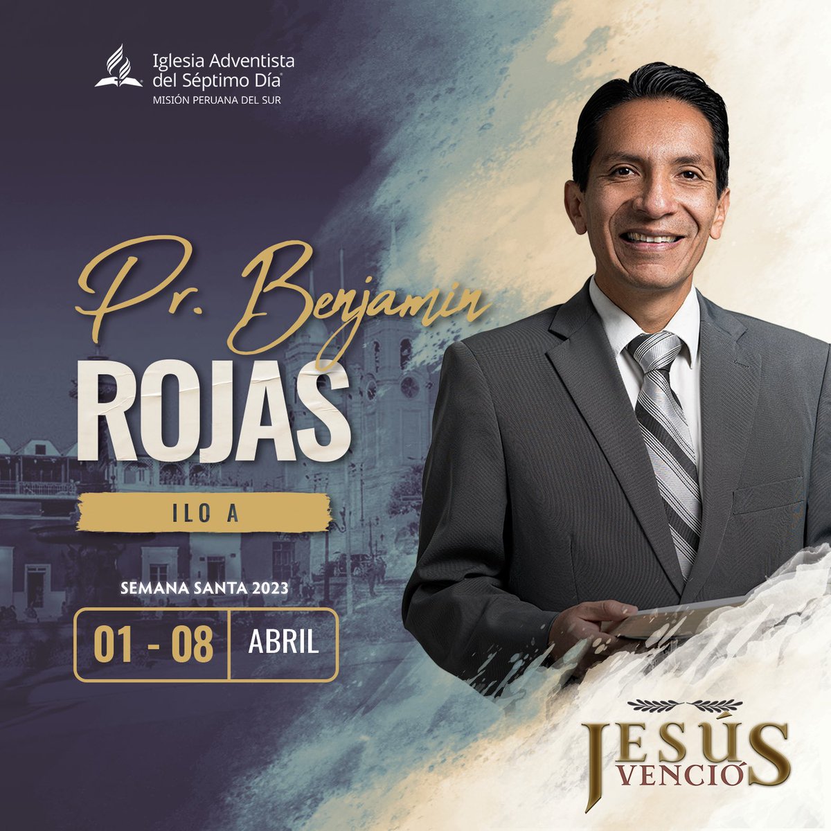 brojasyauri's tweet photo. Semana Santa 2023. Bajo el eslogan “Jesús Venció” estaremos reunidos en Ilo para estudiar aquello que el Apocalipsis dice sobre aquello que implica la victoria de nuestro Señor.  #jesusvencio #semanasanta #SemanaSanta2023 https://t.co/UjWarUlE30