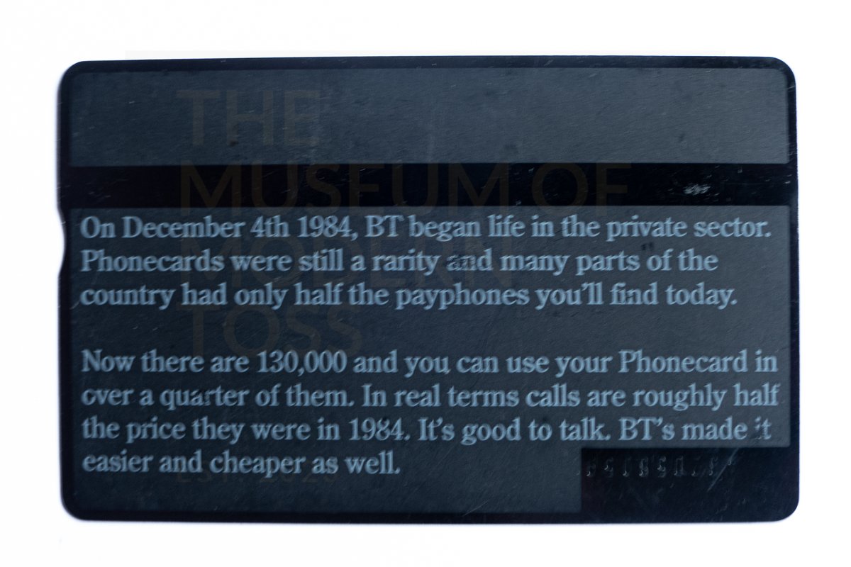 musmodtoss's tweet photo. #5oclockphonecard - Celebrating 10 years of no longer being part of the state. I'm sure people will have their opinions (and no, I'm not interested) - quite bombastic though! #bt #privitisation #thatcher @bt https://t.co/HWTOZbisLb