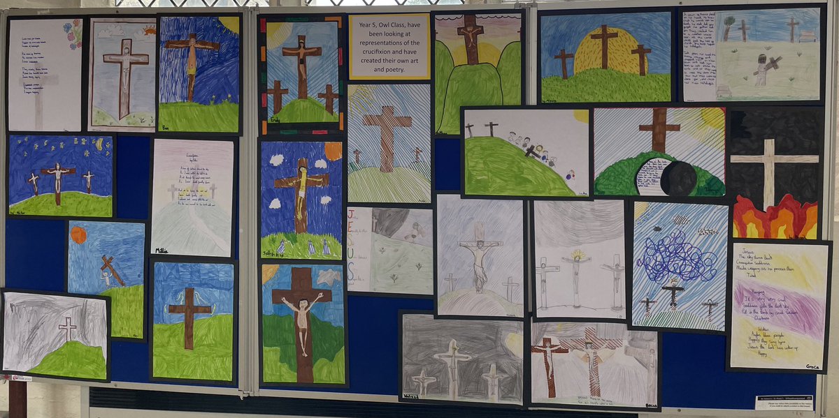 StHelensCE's tweet photo. If you are passing @StHStPChurch, please pop into see the crucifixion art work completed by Owl Class, in Year 5. Well done Owls, I’m very proud of you! https://t.co/WR3d303Y1U