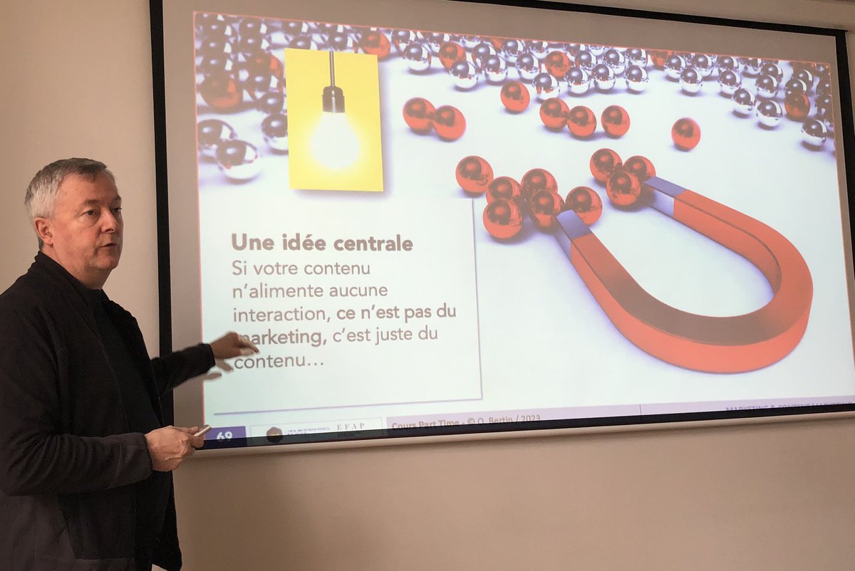 « Si votre contenu n’alimente aucune interaction, ce n’est pas du marketing, c’est juste du contenu », prévient <a href="/olbertin/">Olbert</a> lors de son analyse du terrain de jeu et des axes de travail du #marketing  et du content marketing ce samedi devant les étudiants du #MBADMB. #transfonum