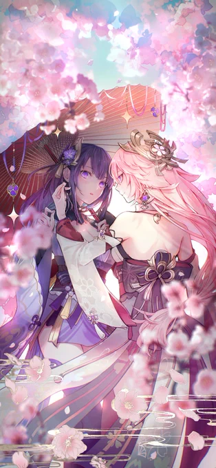 桜ひとひら#雷電将軍 #八重神子 #GenshinImpact 
