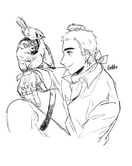 (Sketch) Best friends

In this AU, there's no radiant powers, but I still keep the character's identity and concept, especially the initiator's summoning animals. So, Gekko, Fade and Skye still have their "best friends"

#gekko 