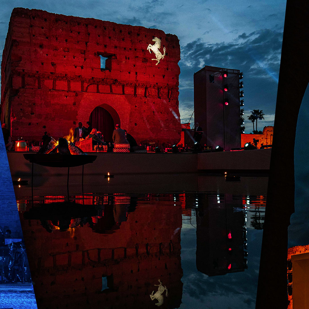 Ferrari_Bham's tweet photo. We present: #LaNuovaDolceVita. The fabulous #FerrariRomaSpider was unveiled at our mysterious evening launch to a welcoming audience with the stunning #ElBadiPalace as the backdrop in #Marrakesh. #Ferrari https://t.co/ugY6jVqjU9
