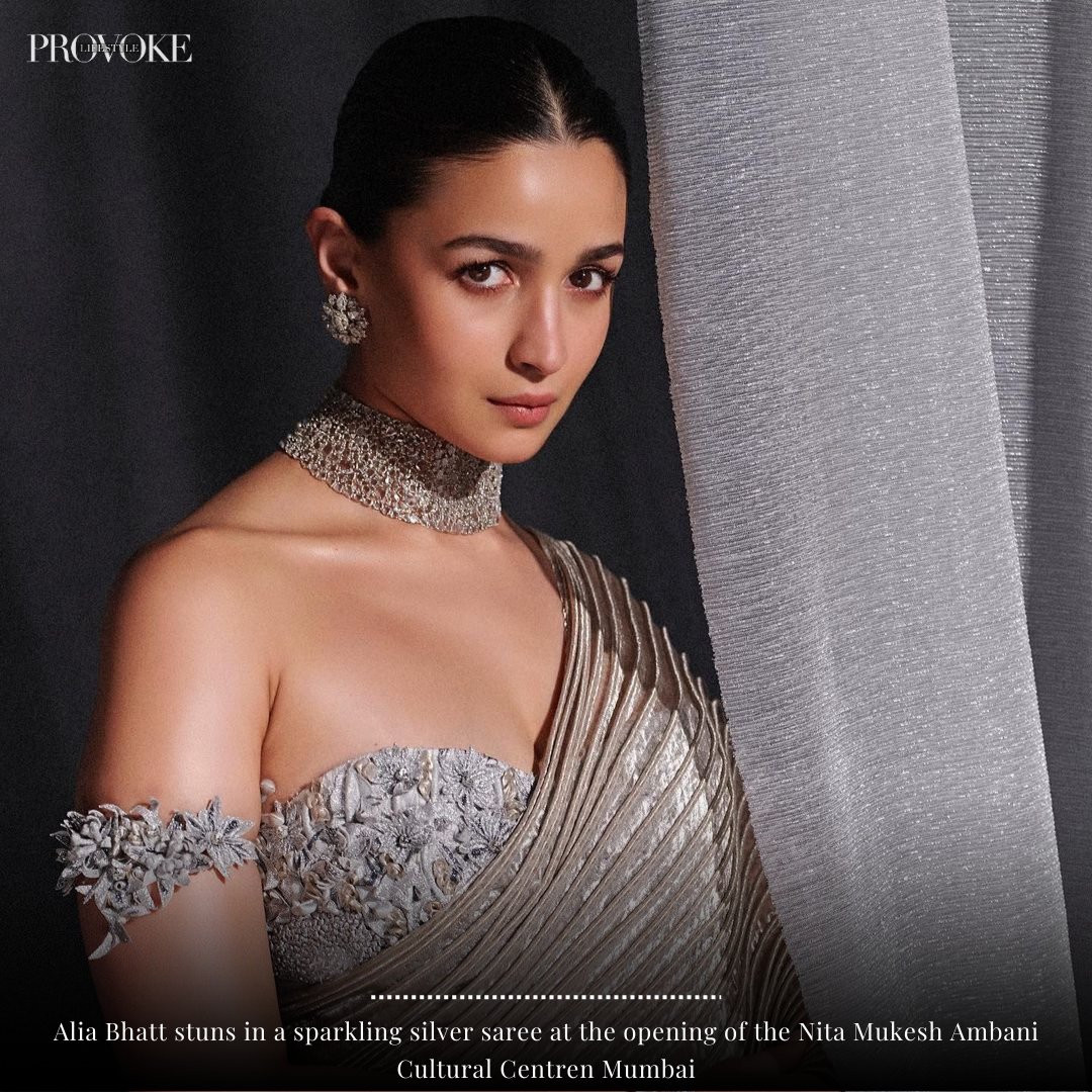 provoke_social's tweet photo. Alia Bhatt stuns in a sparkling silver saree at the opening of the Nita Mukesh Ambani Cultural Centre in Mumbai

#aliabhatt #love #instagram #nmacc #instamood #instgood #provokelifestyle #provokemagazine #stayprovoked #stunning #gorgeous #stunning https://t.co/aANXSt2FQF
