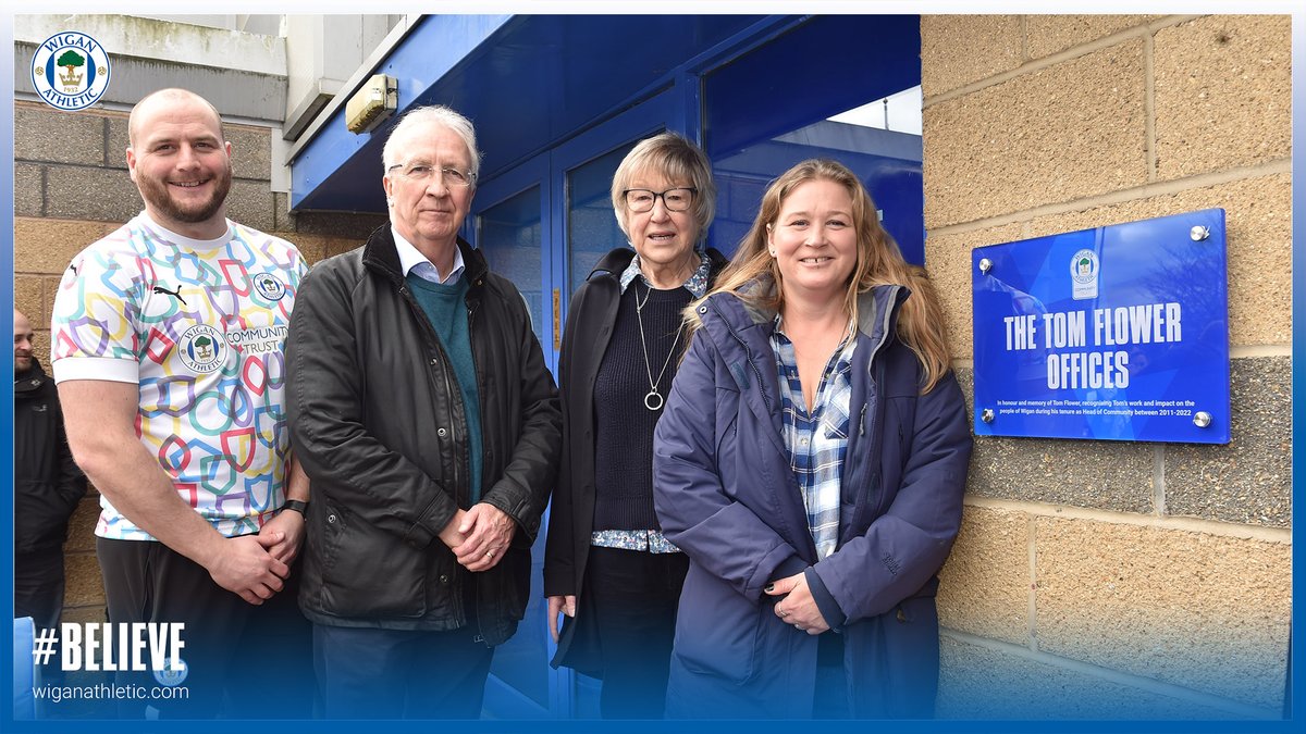 💙 Forever part of Wigan Athletic and <a href="/LaticsCommunity/">Wigan Athletic Community Trust</a>, Tom.

As part of our #BelieveInCommunities day, we officially unveiled the Tom Flower Offices.

#wafc 🔵⚪️ #BELIEVE | <a href="/WiganCouncil/">Wigan Council</a>